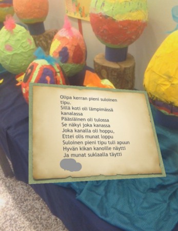 Ja jokaiseen munaan kätkettiin tekijänsä pääsiäisloru.